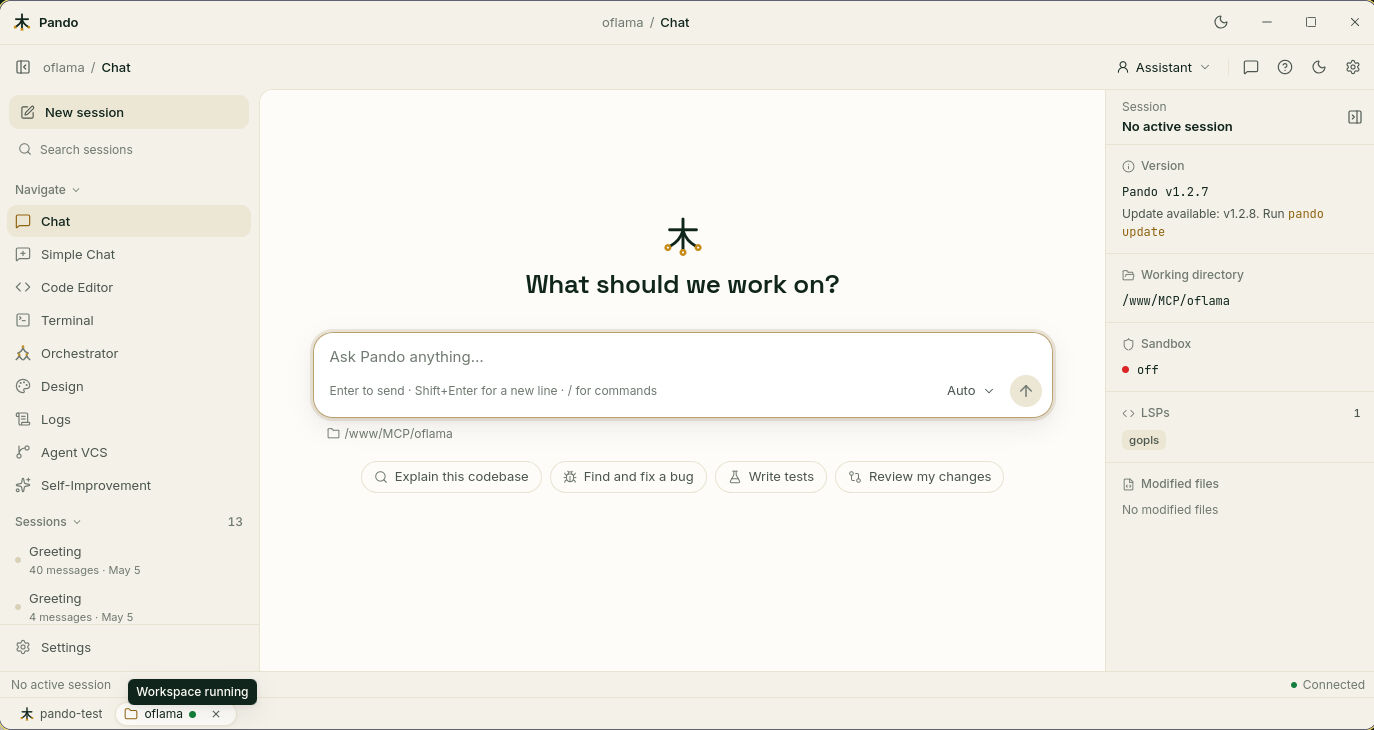 A project open in its own workspace tab