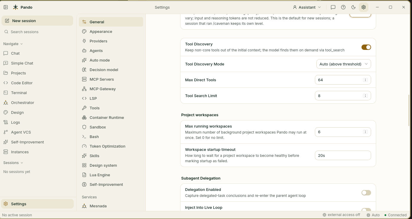 Project workspace settings